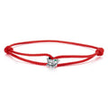 925 Sterling Silver Adjustable Bracelet with CZ and Cotton Rope for Women
