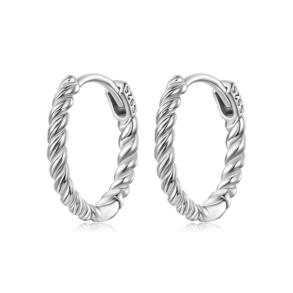 925 Sterling Silver Plated White Gold Earrings Size 1.4x0.2cm for Women