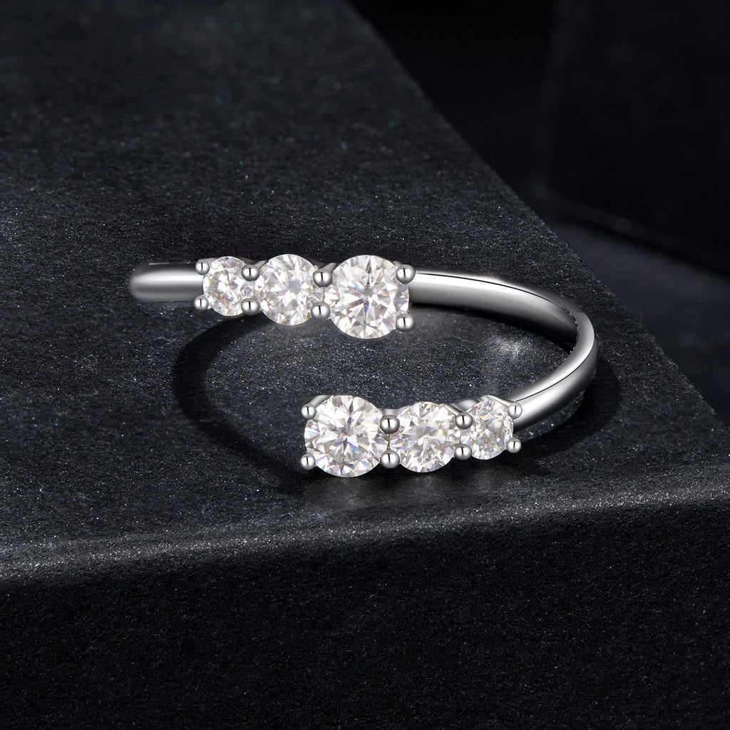 925 Sterling Silver Moissanite Ring for Women - Size E - Plated White Gold