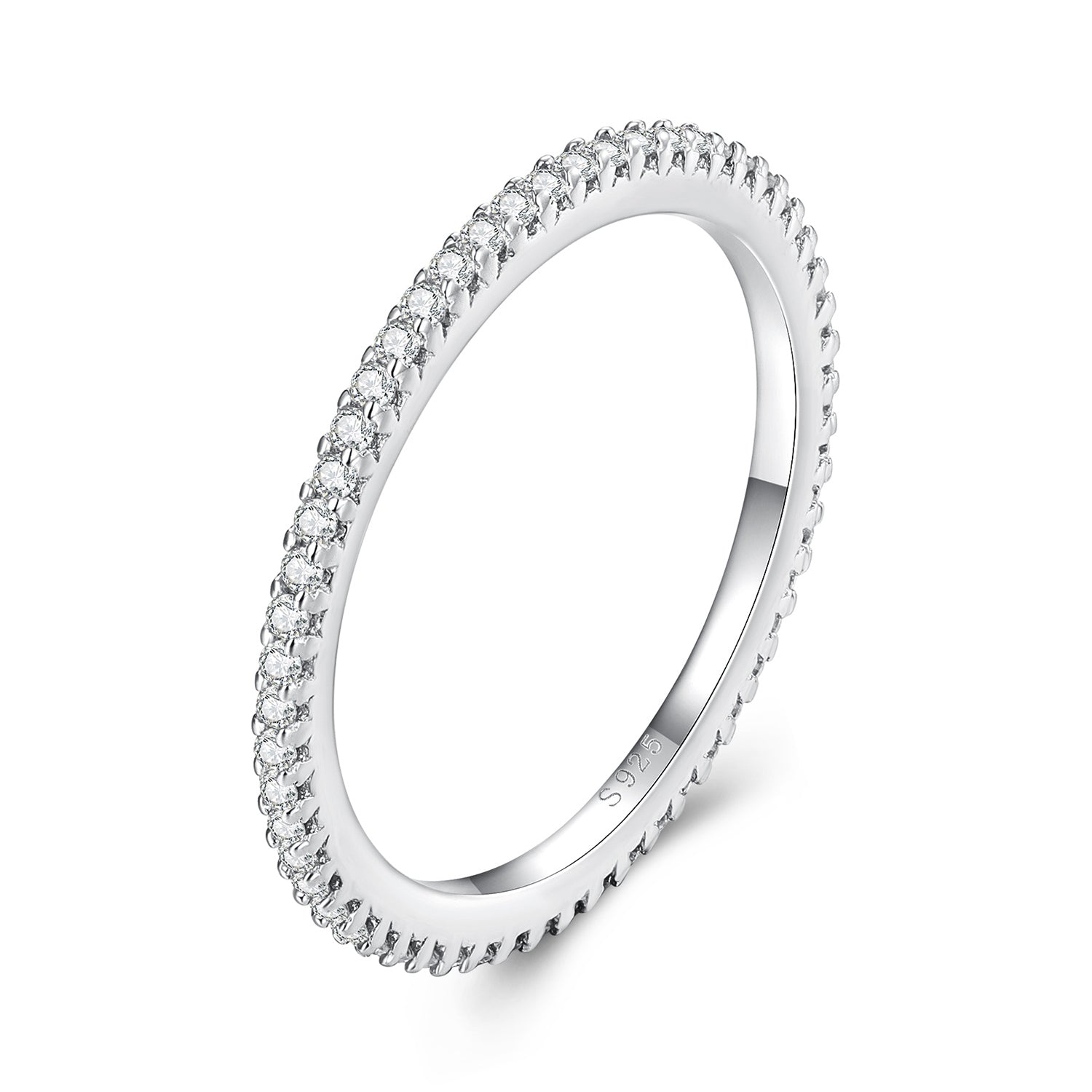 925 Sterling Silver Moissanite 0.005ct 1.4mm Ring Size 6 for Women