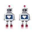 925 Sterling Silver 1.3cm Oxidized Enamel Earrings for Women