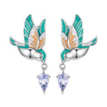 925 Sterling Silver Enamel Pavé Setting CZ Earrings