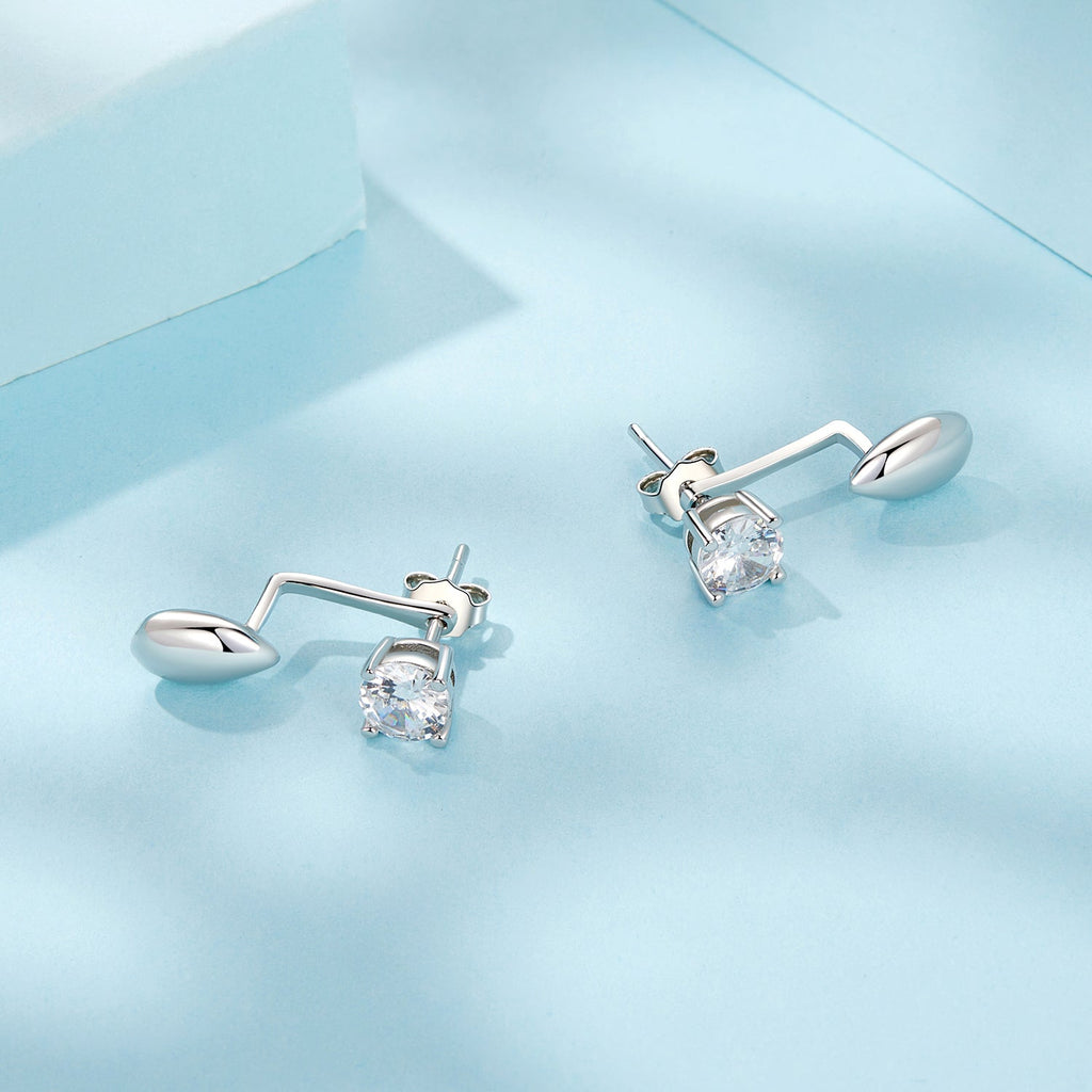 925 Sterling Silver Plated White Gold Earrings with Pavé Setting CZ