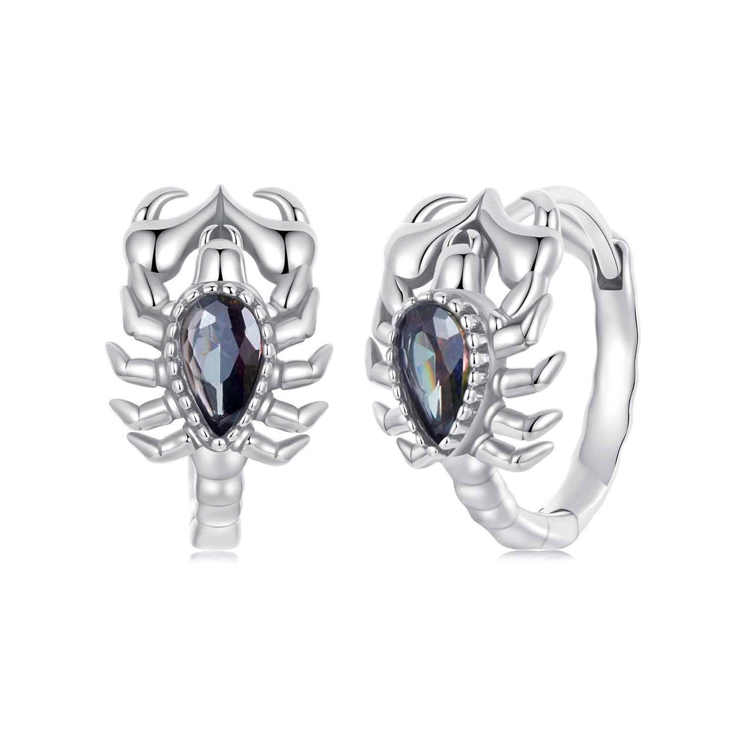 925 Sterling Silver Earrings with Transparent Glass - 13*8mm for Women
