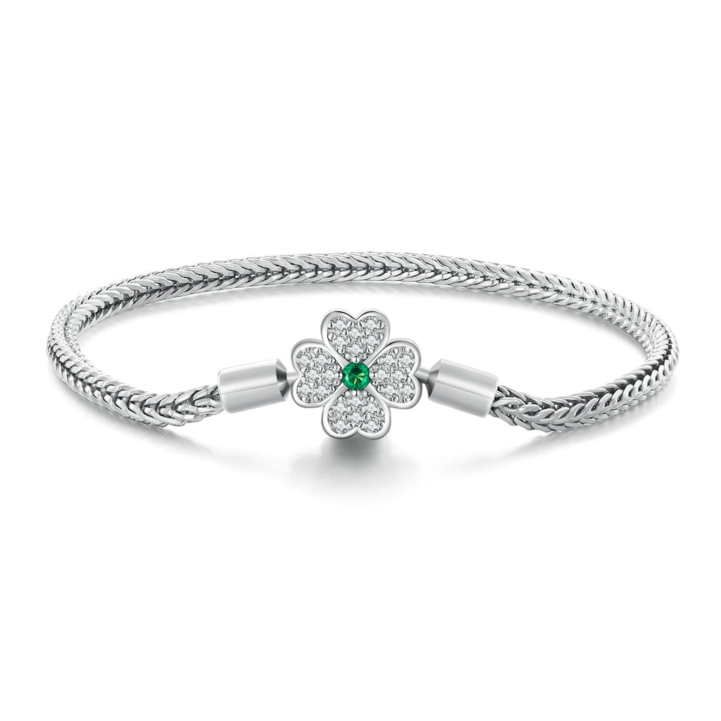 925 Sterling Silver Plated Platinum Bracelet with 3mm Rope for Women