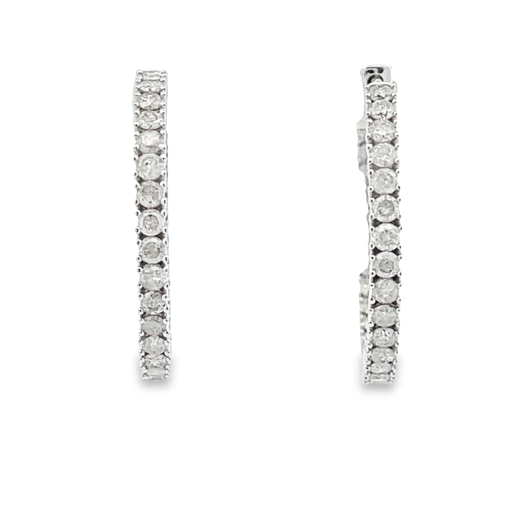 1.53ct Diamond Hoop Earrings 10KT White Gold
