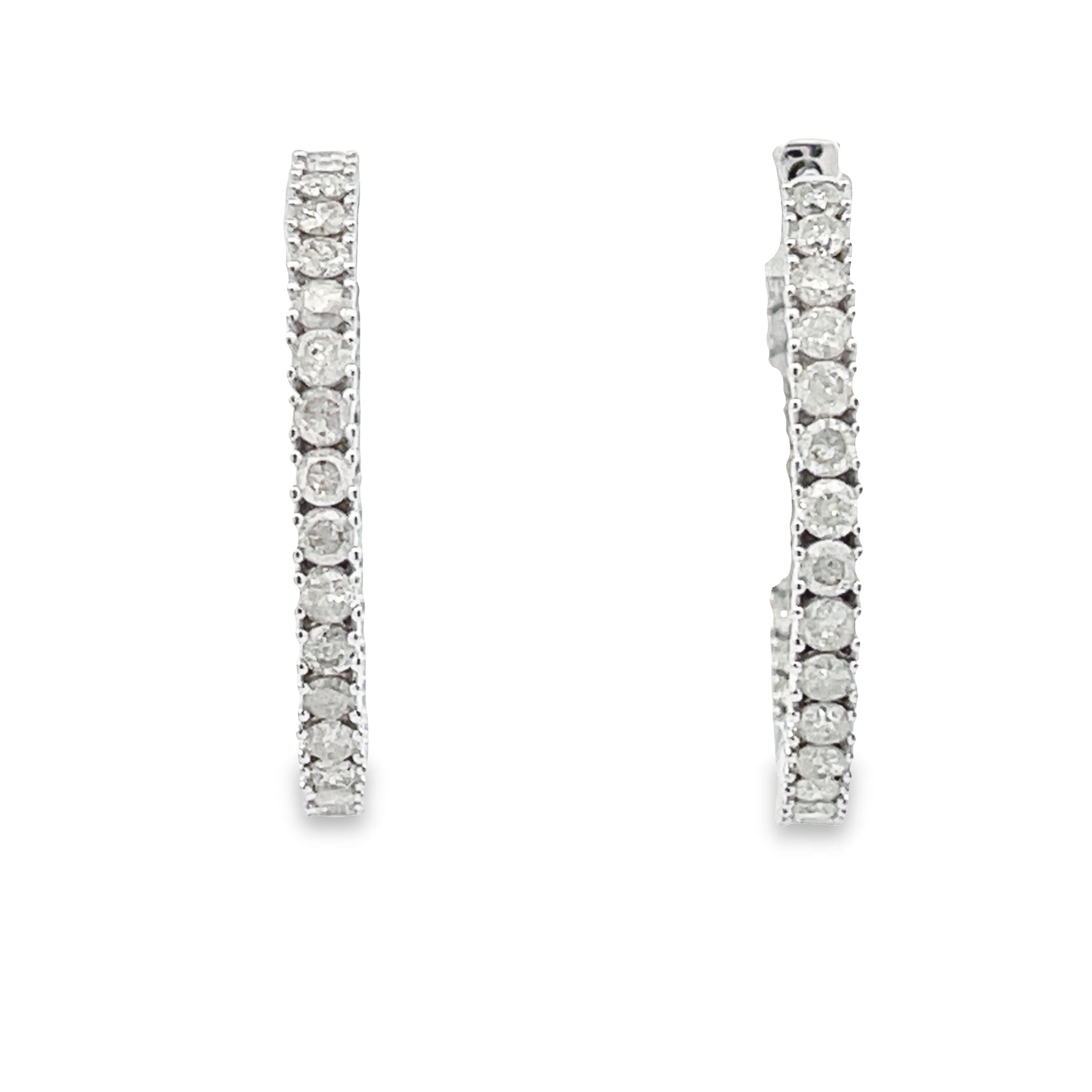 1.53ct Diamond Hoop Earrings 10KT White Gold