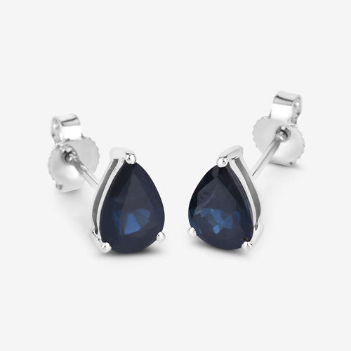 1.60 Carat Genuine Blue Sapphire 10K White Gold Earrings