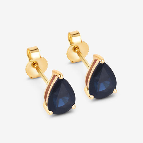 1.60 Carat Genuine Blue Sapphire 10K Yellow Gold Earrings