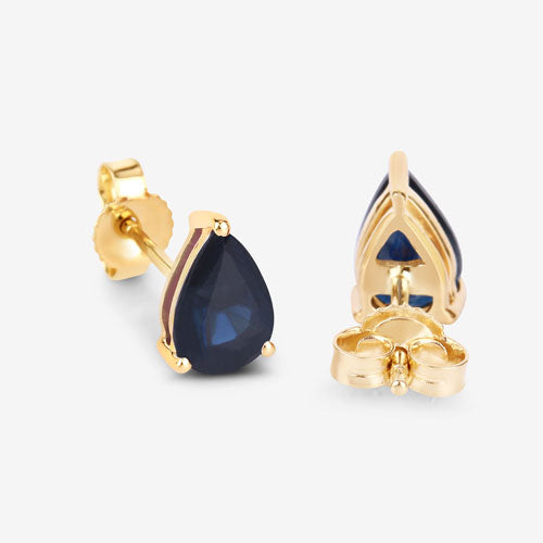 1.60 Carat Genuine Blue Sapphire 10K Yellow Gold Earrings