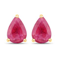 1.60 Carat Genuine Ruby 14K Yellow Gold Earrings