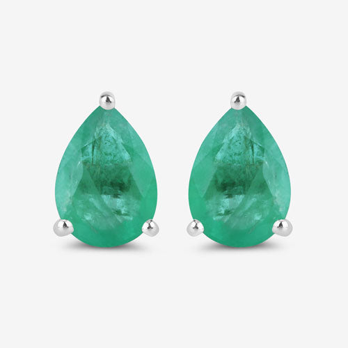 1.30 Carat Genuine Zambian Emerald 10K White Gold Earrings
