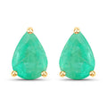1.30 Carat Genuine Zambian Emerald 10K Yellow Gold Earrings