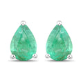 1.30 Carat Genuine Zambian Emerald 14K White Gold Earrings