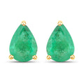 1.30 Carat Genuine Zambian Emerald 14K Yellow Gold Earrings