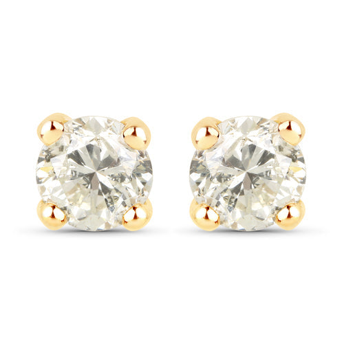 1.01 Carat Genuine LB Diamond 14K Yellow Gold Earrings