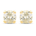 0.98 Carat Genuine LB Diamond 14K Yellow Gold Earrings