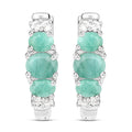 1.30 Carat Genuine Emerald and White Topaz .925 Sterling Silver Earrings