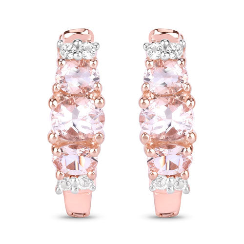 1.32 Carat Genuine Morganite and White Topaz .925 Sterling Silver Earrings