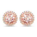 0.93 Carat Genuine Morganite and White Diamond 14K Rose Gold Earrings