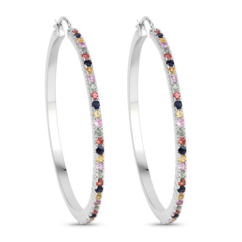 2.24 Carat Genuine Multi Sapphire .925 Sterling Silver Earrings