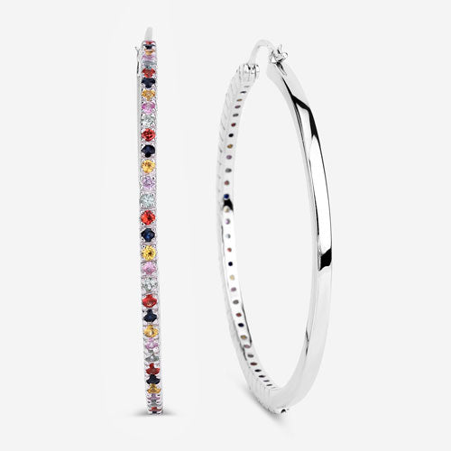 2.24 Carat Genuine Multi Sapphire .925 Sterling Silver Earrings
