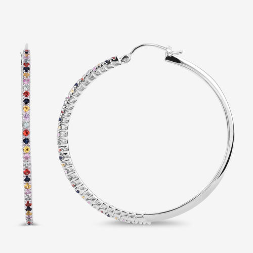 2.24 Carat Genuine Multi Sapphire .925 Sterling Silver Earrings