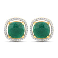 4.40 Carat Dyed Emerald and White Diamond .925 Sterling Silver Earrings