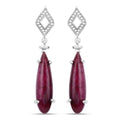 23.25 Carat Dyed Ruby and White Topaz .925 Sterling Silver Earrings