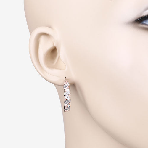 0.98 Carat Genuine Morganite and White Topaz .925 Sterling Silver Earrings