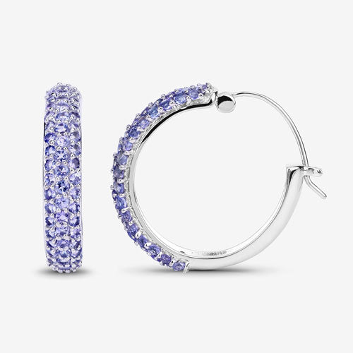 3.06 Carat Genuine Tanzanite .925 Sterling Silver Earrings