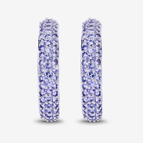 3.06 Carat Genuine Tanzanite .925 Sterling Silver Earrings