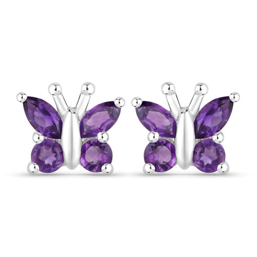 1.00 Carat Genuine Amethyst .925 Sterling Silver Earrings