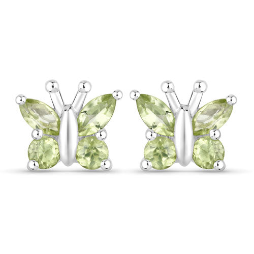 1.00 Carat Genuine Peridot .925 Sterling Silver Earrings