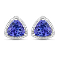 4.24 Carat Genuine Tanzanite 14K White Gold Earrings