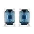 0.80 Carat Genuine Blue Sapphire 14K White Gold Earrings
