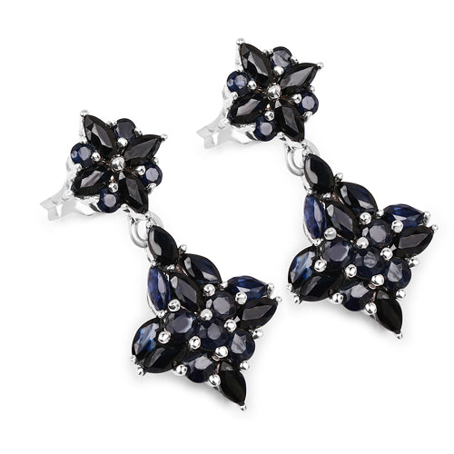 3.33 Carat Genuine Blue Sapphire .925 Sterling Silver Earrings