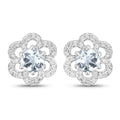 0.61 Carat Genuine Aquamarine and White Diamond 14K White Gold Earrings