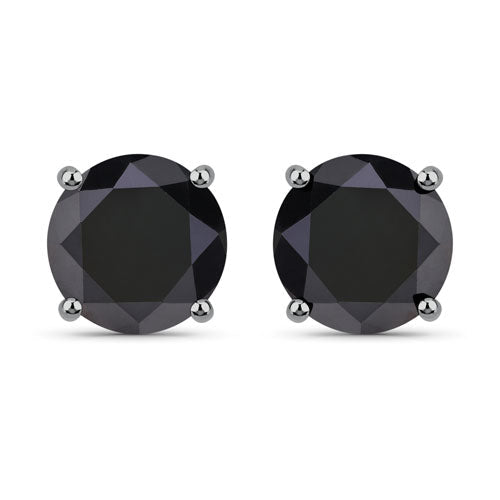 3.48 Carat Genuine Black Diamond 14K White Gold Earrings