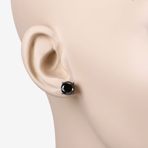 3.48 Carat Genuine Black Diamond 14K White Gold Earrings