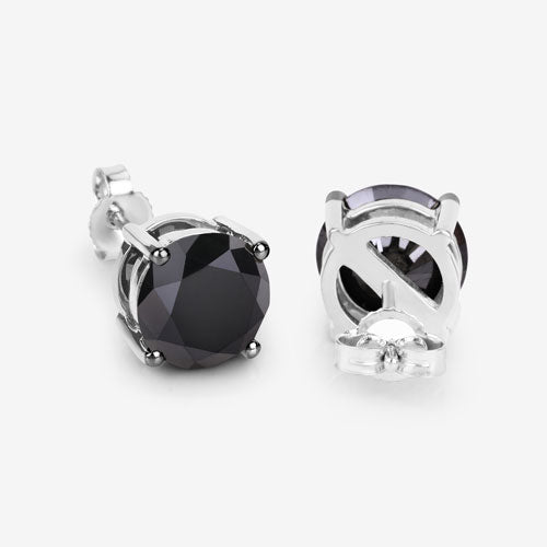 5.41 Carat Genuine Black Diamond 14K White Gold Earrings