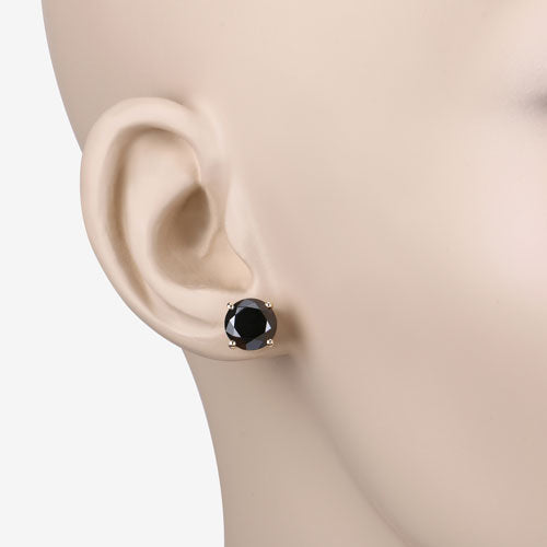 4.91 Carat Genuine Black Diamond 14K Yellow Gold Earrings
