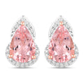 2.37 Carat Genuine Morganite and White Diamond 14K Rose Gold Earrings
