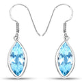 9.76 Carat Genuine Blue Topaz .925 Sterling Silver Earrings