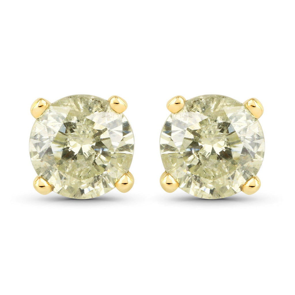 1.15 Carat Genuine LB Diamond 14K Yellow Gold Earrings