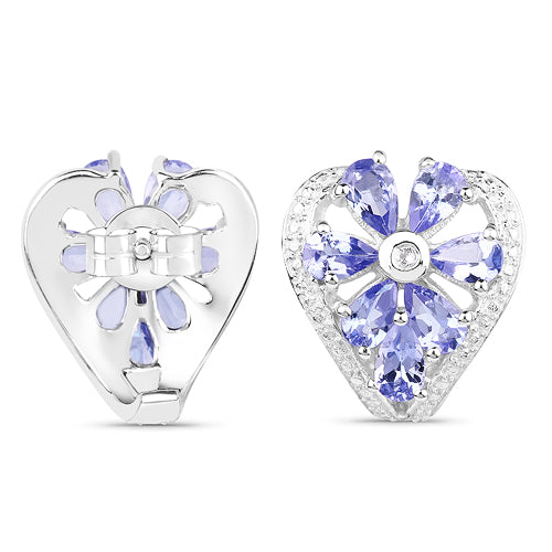 2.97 Carat Genuine Tanzanite & White Topaz .925 Sterling Silver Earrings
