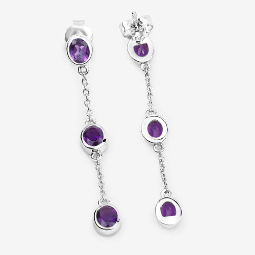 2.04 Carat Genuine Amethyst .925 Sterling Silver Earrings