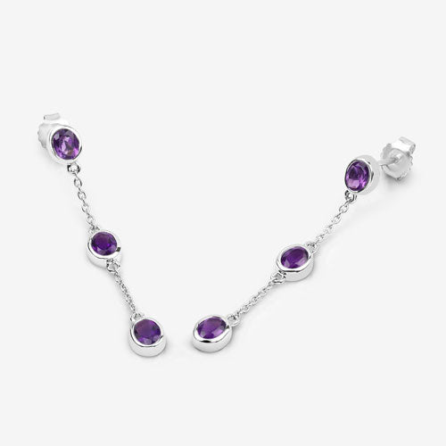 2.04 Carat Genuine Amethyst .925 Sterling Silver Earrings