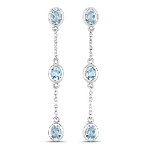 2.16 Carat Genuine Blue Topaz .925 Sterling Silver Earrings