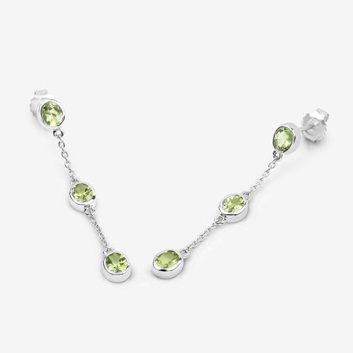 2.10 Carat Genuine Peridot .925 Sterling Silver Earrings